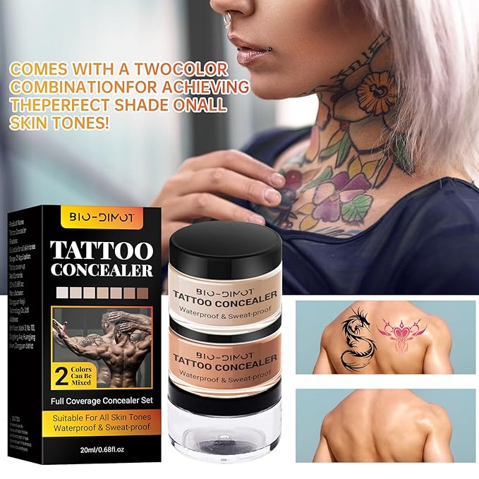 Tattoo Cover Up Makeup - Waterproof Full Coverage Body Foundation, Long-Lasting Waterproof Concealer for Tattoos, Scars & Birthmarks, Natural Skin Tone Match, 0.68oz