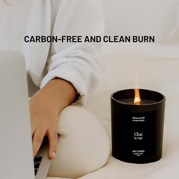 Spicy Series Soy Candle | 100% Natural Soy Wax, Essential Oil Aromatherapy | Eco-Friendly Wooden Wick and Reusable Jar | Carbon-Free | Handmade Gift Candle (Chai)