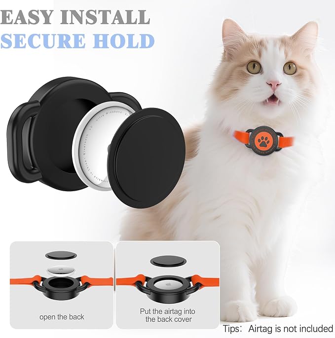 Airtag Cat Collar, Stretchy Kitten Collar with Apple Air Tag Holder, Orange