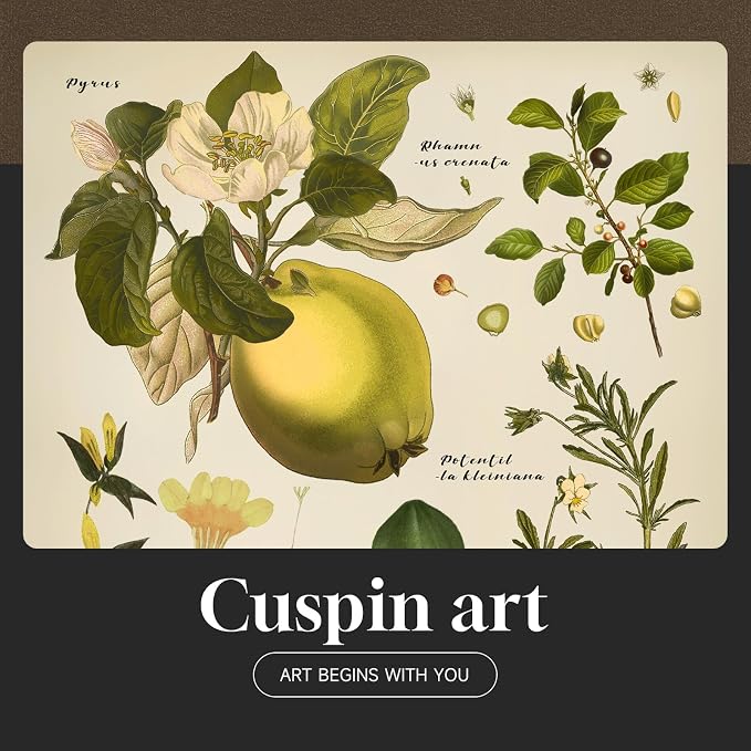 Framed Botanical Floral Wall Art for Kitchen, Set of 6 Green Painting Canvas Prints with Mat for Modern Farmhouse Wall Decor, Rustic Plant Flower Pictures for Living Room Bedroom Dining Room, 11x14