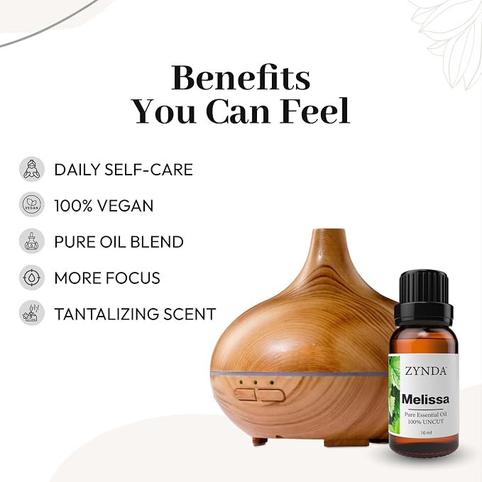 Melissa Essential Oil 100% Pure & Natural – Premium Melissa Oil for Skin Care, Hair, Diffuser & Aromatherapy – Organic Essential Oil, 3rd Party Lab Tested Natural Essential Oils – 10ml