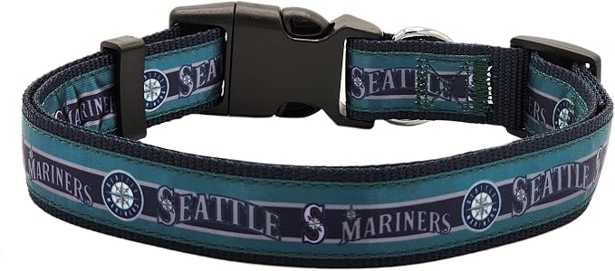 MLB Seattle Mariners Licensed PET COLLAR- Heavy-Duty, Strong, and Durable Dog Collar. Available in 29 Baseball Teams and 4 Sizes