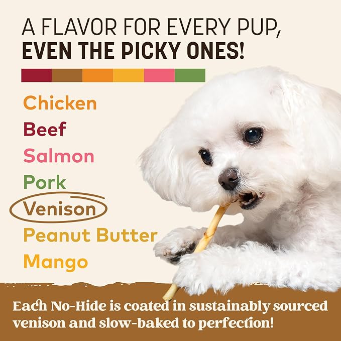 Earth Animal No Hide Stix - Rawhide Free Dog Chews Sticks 20 Count Venison | Small Sticks Venison Flavored Natural Rawhide Free Long Lasting Dog Chews - Treats for Small Dogs and Cats