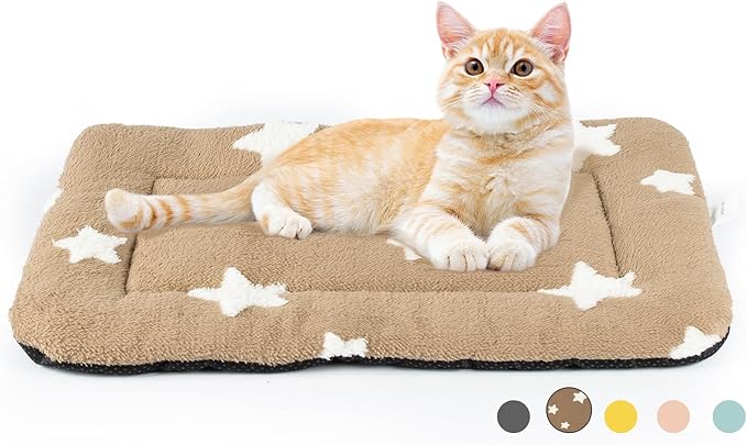 Mora Pets Cat Beds for Indoor Cats Washable Cat Mat Bed Flat Dog Crate Pad | Ultra Soft Cat Bed for Carrier, Puppy Crate Pad for Dog Cages Cozy Sleeping Liner, Small Cat Pillow Cushion Anti Slip 22 x 13
