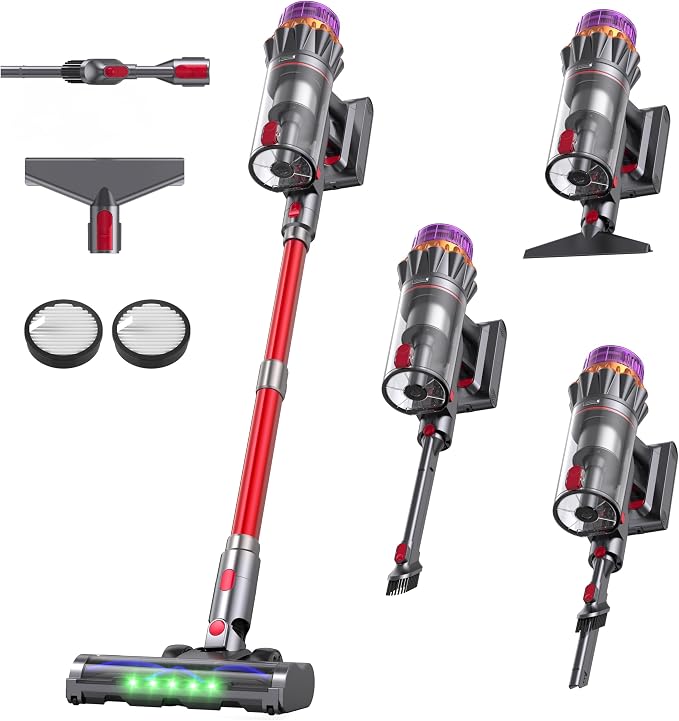 Cordless Stick Vacuum Cleaner, 600W 55KPA 70Mins for Pet Hair, Carpet, Home