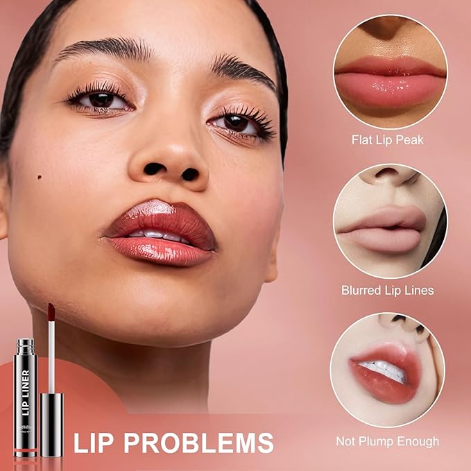 OETUIOW Lip Stain Long Lasting & Waterproof Lip Liner, Non-Stick Cup Highly Pigmented Natural Finish, Lip Gloss for All-Day Color Hold (Rose)
