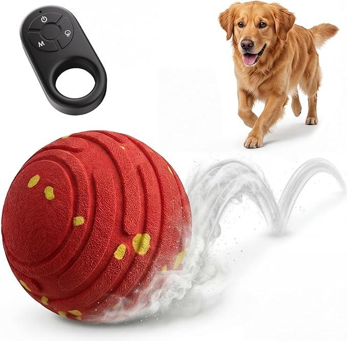 Interactive Dog Toys with Remote Control,Active Rolling Balls with 3 Play Modes, Auto-Moving, Bouncing, High-Resilience E-TPU Chew Resistant IPX6 Waterproof Indoor&Outdoor Use, Toys Dogs