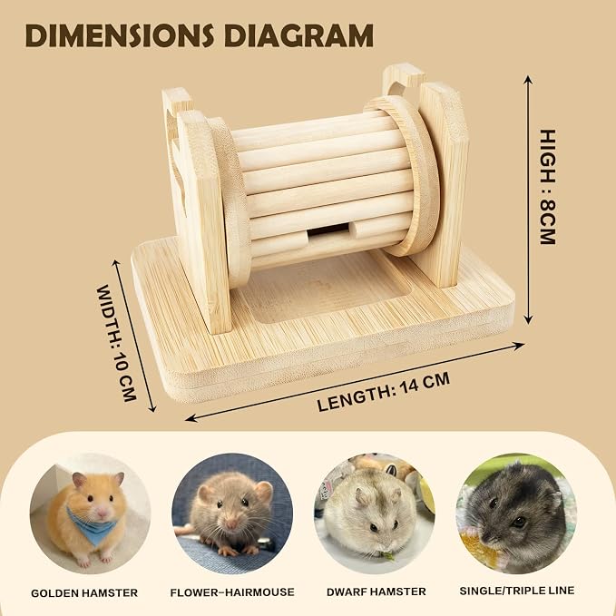 Hamster Foraging Wheel Toys, Bamboo Enrichment Feeder Toy