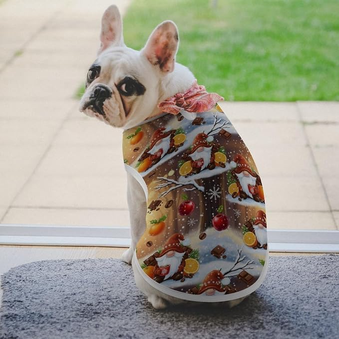 Dog Soft Breathable Clothes Cat Fashion Shirt Pet Snow Fruit Coffee Gnome Cute Tank Tops T Shirt