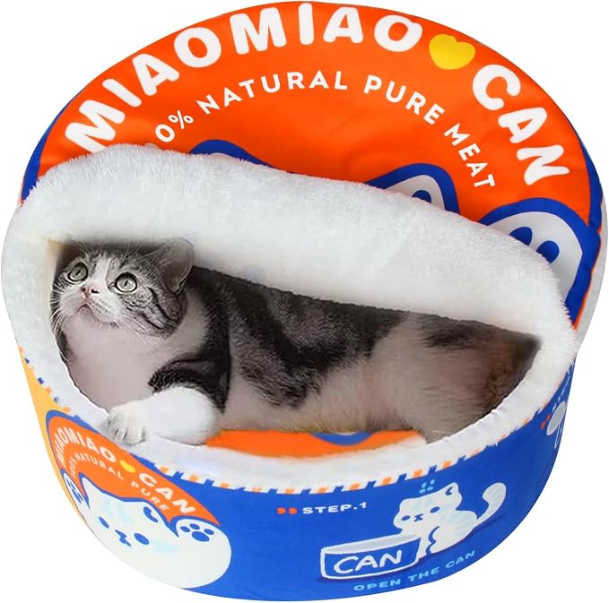 寵幸 Ramen Noodle Cat Bed, Soft Warm Washable for Cats Dogs | Creative Pet Nest, Indoor Use, Removable Cushion, Multi-Size Fit, Dog & Cat Dual Use