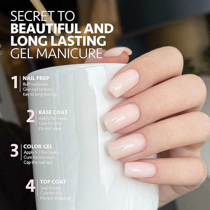 GAOY Nude Jelly Gel Nail Polish, 16ml Sheer Translucent Netural Soak Off Gel Polish, UV Light Cure for Nail Art DIY at Home, 2948 Sheer Opal