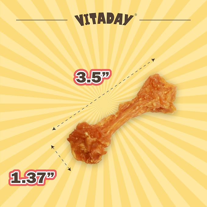VITADAY All Natural Turkey Tendon Dog Treats Bone (S), 4-Pack | Long-lasting dog training treats, Rawhide-free made of USA-sourced turkey