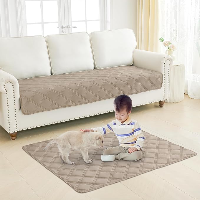 Smiry Waterproof Dog Bed Cover, Reversible Pet Blanket for Sofa Couch | Soft Washable Dog Blanket, Leakproof Couch Cover for Dogs Cats & Furniture Protection, 68x82, Taupe/Taupe