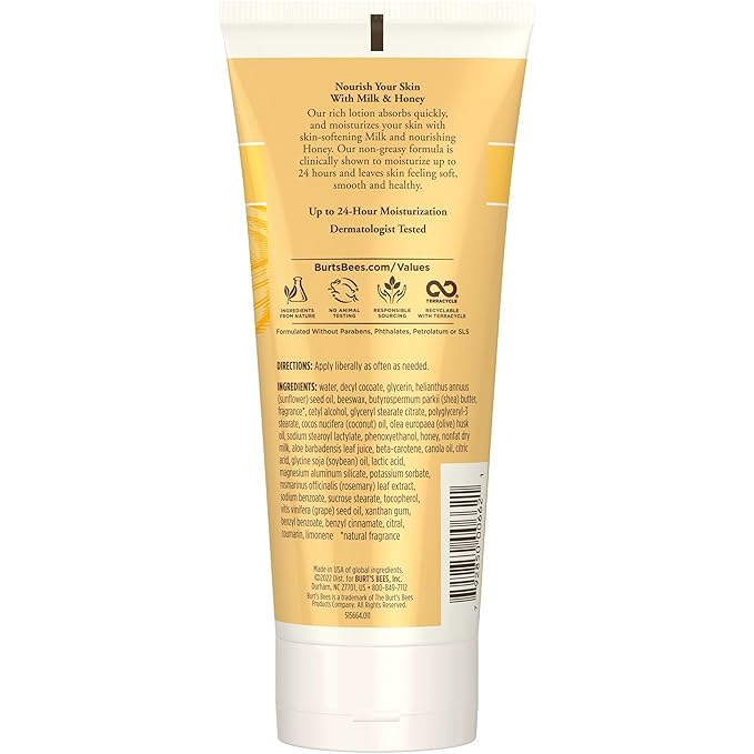 Burt's Bees Body Lotion for Normal to Dry Skin with Milk & Honey, 6 Oz (Package May Vary), (Pack of 6)
