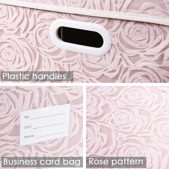 Extra Large Collapsible Storage Boxes with Lids Fabric Decorative Storage Bins Cubes Organizer Baskets with Cover Handles Divider for Bedroom Closet Living Room 19.6x15.7x11.8 Inch 3 Pack