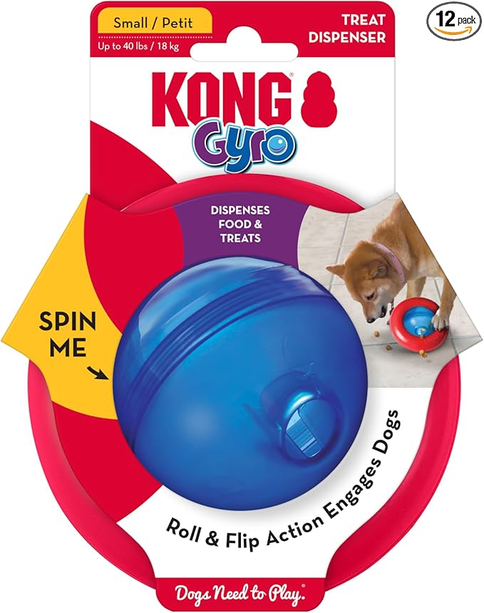KONG Gyro, Interactive Treat-Dispensing Dog Toy, for Small Dogs | Interactive Treat-Dispensing Toy & Slow Feeder That Supports Healthy Eating & Engaging Mealtime Play