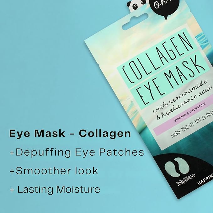 Oh K! Eye Mask - Collagen - Hydrating Under Eye Patches - Undereye Patches with Niacinamide, Hyaluronic Acid - Collagen Mask for Dark Circles - 1 Pair