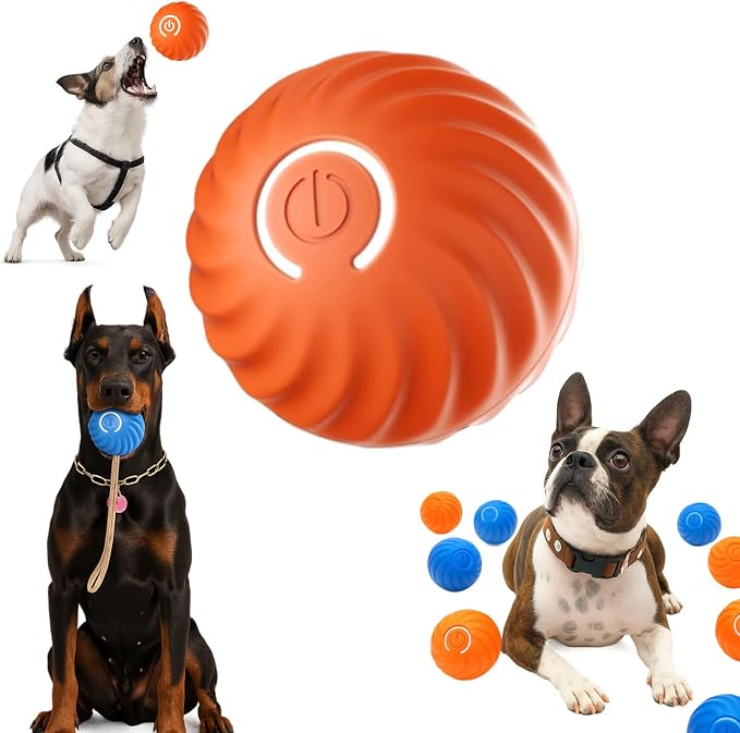 Smart Jumping Ball for Dogs,Automatic Moving Dog Toy,Pet Ball,Orange,All Breed Sizes,Adult Dogs