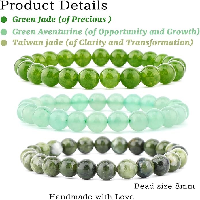 NCB 2.3-Piece 4mm Natural Crystal Gemstone Stretch Bracelets – Handmade Reiki Energy Healing Jewelry for Meditation,Yoga, Unisex