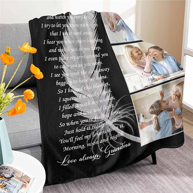 Custom Memorial Blanket with Photo - Sympathy Gift for Loss of Loved One