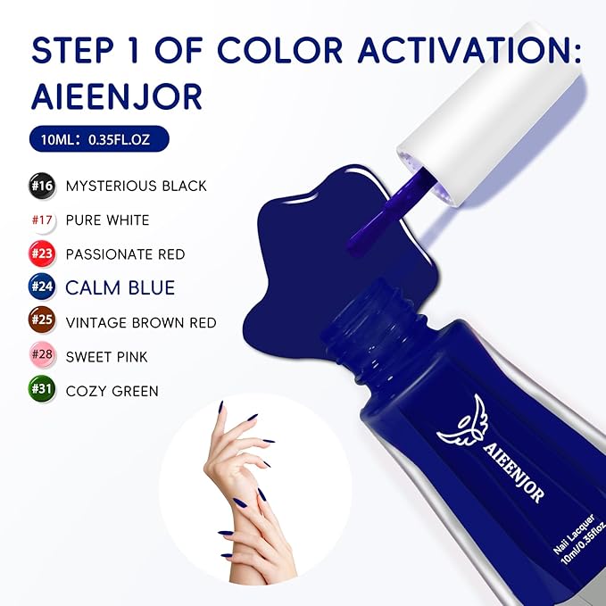 Blue Nail Polish, Quick Dry Nail Polish, Streak Free, Long Last Fingernail Polish for Autumn Wedding Nails, Cozy Fall Manicure, Back to School Nail Looks, Salon Quality at Home, 0.35 fl oz
