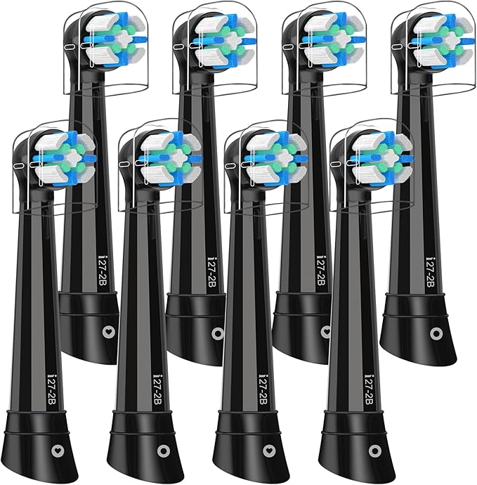 IO Replacement Heads Compatible with Oral B iO 2/3/4/5/6/7/8/9/10/Deep Clean Electric Toothbrush, Brush Heads Compatible with IO for Teeth Clean (8 Black)