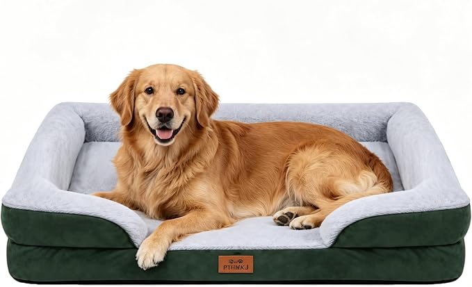 Orthopedic Extra Large Dog Bed, Memory Foam XL Dog Bed Couch, 44" L | Dual-layer Foam Mat, Washable Cover&Waterproof, Contoured Bolster Design, Indoor&Car Truck, Pet Bed for Dogs Cats Up to 90lbs