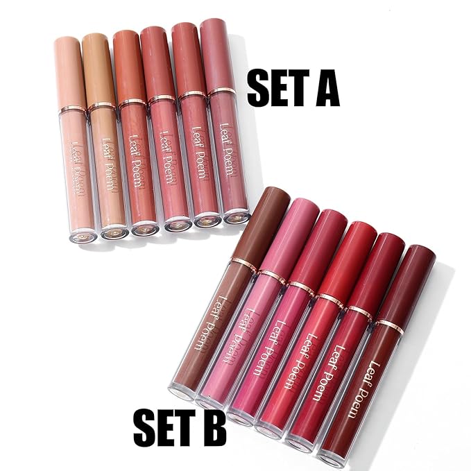 Lip Gloss Set with Glossy and Soft Brush Non-Sticky Moisturizing Lipgloss for Women Lip Makeup Collection (6 Pcs B)