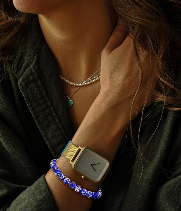 BOMAIL Natural Stone Bracelet for Women Men - 8MM Semi-Precious Gemstone Beaded Bracelet Healing Crystal Stretch Bracelet Yoga Bracelets Jewelry