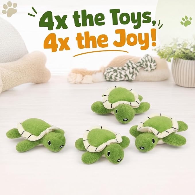 Hollypet Squeaky Hide and Seek Dog Toys for Small and Medium, 4 Turtles