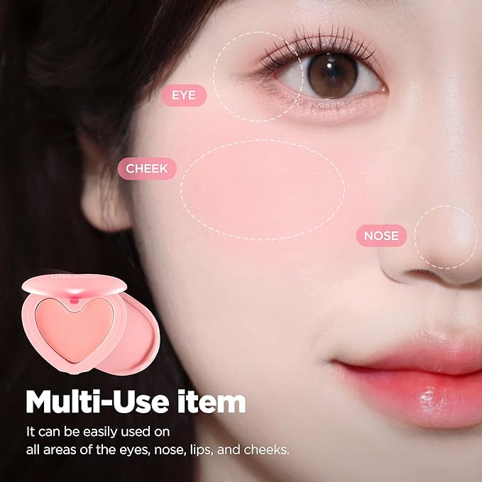 lilybyred Luv Beam Cheek Balm | Heart-Shaped Korean Cream Blush, Semi-Matte Finish, Long-Lasting, Blendable & Buildable, Soft Creamy Texture, Lightweight, Natural Flush, 0.12 oz. (08 Pinkie Crush)