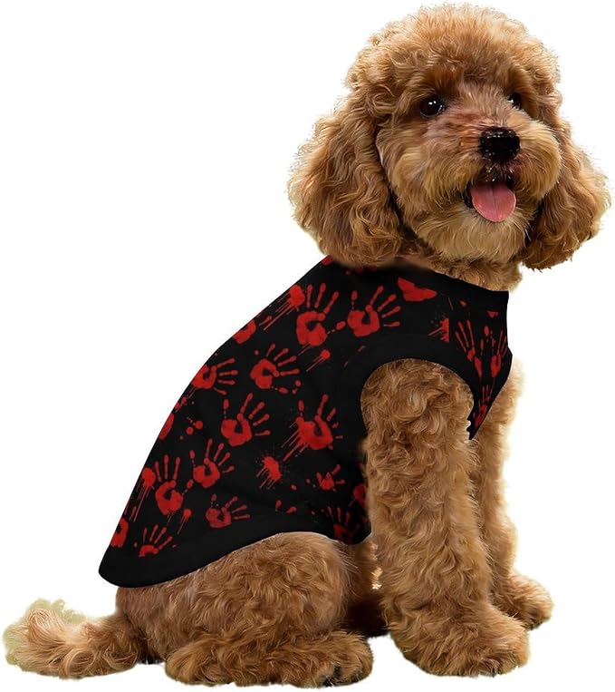 Halloween Pet Vest Bloody Hand Pet Shirts Large | blood Splatter Dog Shirt Vest cute pet Sleeveless Vests Ice Silk Dog T-Shirts holiday Dog Clothes Halloween Canine Wear