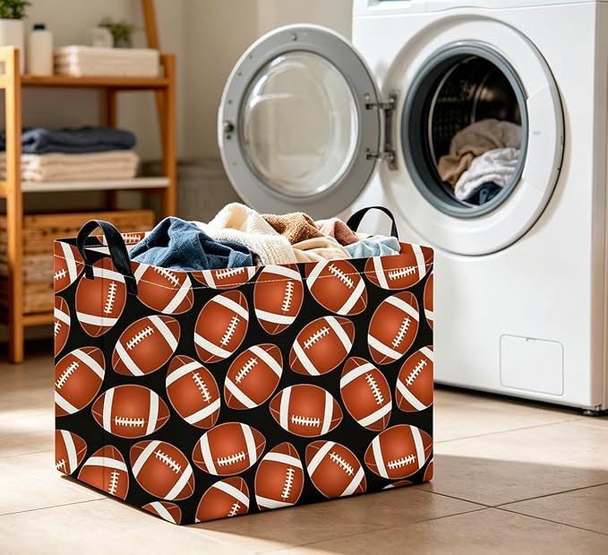 CLOCOR Rectangular Storage Basket Empty,Gift Basket,Waterproof Storage Bin with Handles,Room Decor(Big Rugby)