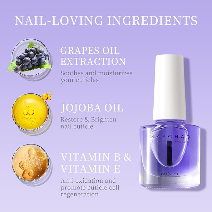MAYCAHO Nails Cuticle Oil, 15ML Nail & Cuticle Care Strengthener Revitalizing Oil for Nail Growth, 0.5 OZ