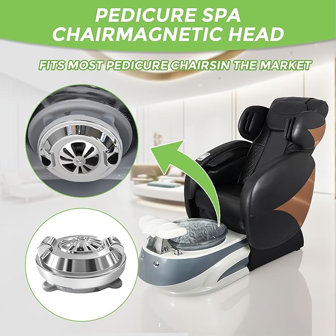 Pipeless Jet Motor Magnetic Head BF-004 Pedicure SPA Chair Part Replacement for LURACO Bathtub Jets Includes Propeller and Cap Silver