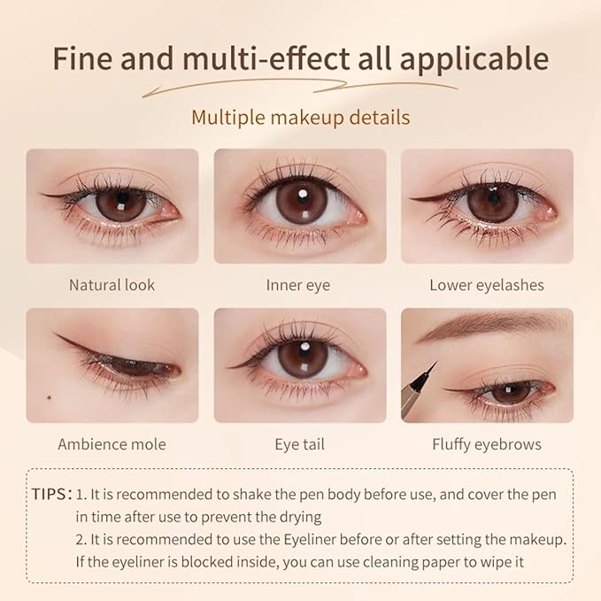 JUDYDOLL Ultra-Fine Liquid Eyeliner - Precision Tip for Wing Line, Smudge-Proof, Quick-Drying, Waterproof, Easy to Get Inner Corner Lined, Hooded Eyes-Friendly (#02 Deep Brown)