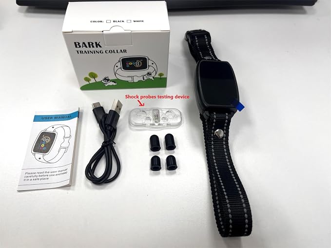 Dog Bark Collar for Large Medium Small Dogs, Rechargeable Smart Bark Collar, Anti Barking Training Collar with 7 Adjustable Sensitivity Beep Vibration (Black)