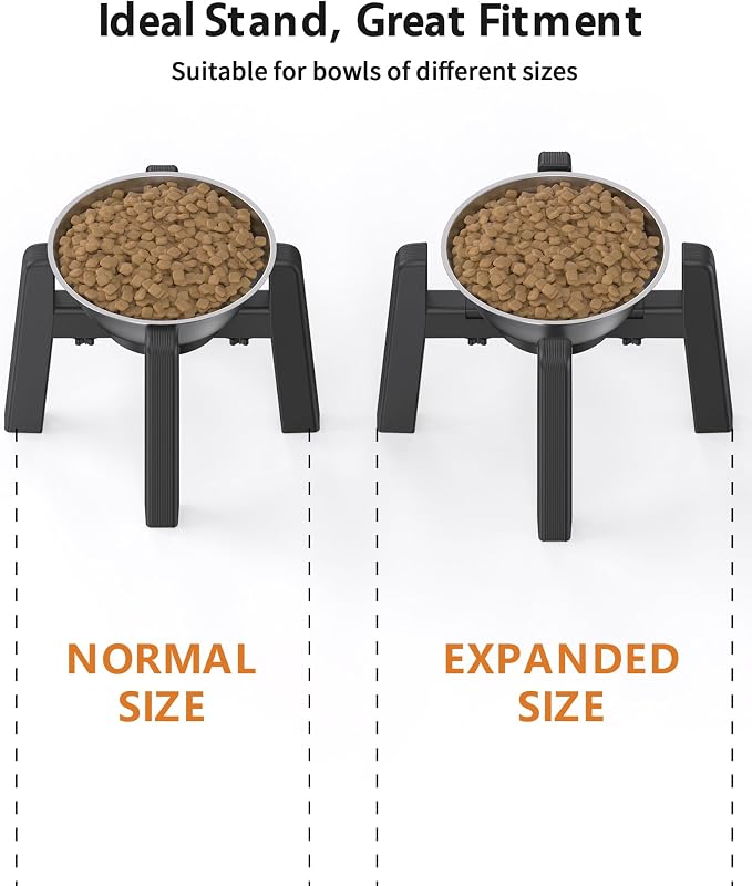 Dog Bowl Stand, 51 oz Large Capacity Stainless Steel Feeder (2 Pack) | Elevated Pet Water & Food Bowl for Medium Dogs, Stable and Anti-Slip Raised Bowl
