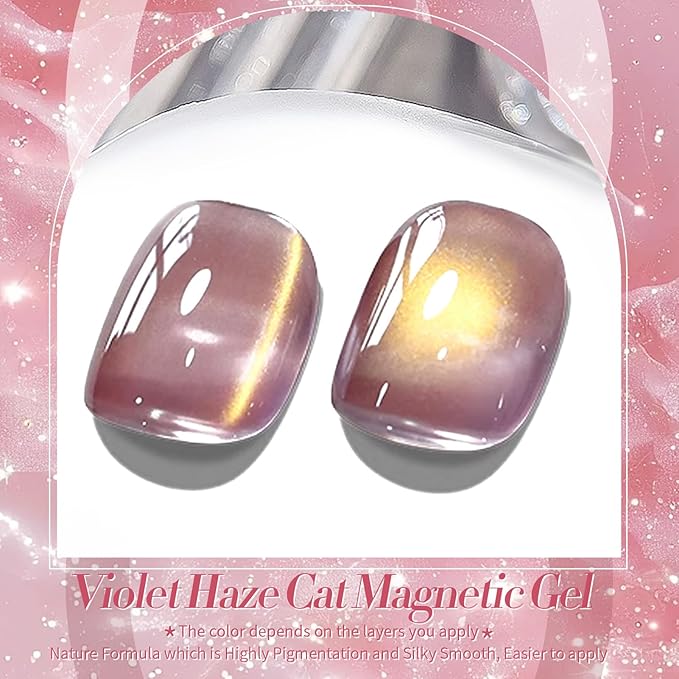 Born Pretty Cat Magnetic Eye Gel Nail Polish,Violet haze Jelly Glass Magnetic Gel Polish,Glitter Soak Off Nail Art Salon Manicure Home Gift 15ml