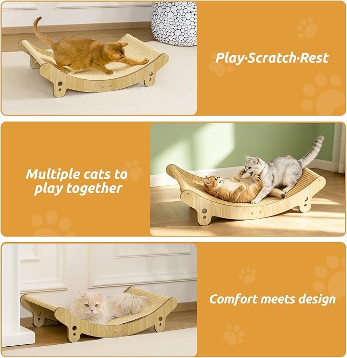 27.6" Sisal Cat Scratcher Bed Natural Sisal Wooden Cat Furniture | Cat Scratchers for Indoor for Scratching Pad Cat Chair Natural Sisal Scratch Post for Large Cats Scratcher Lounge(Large)