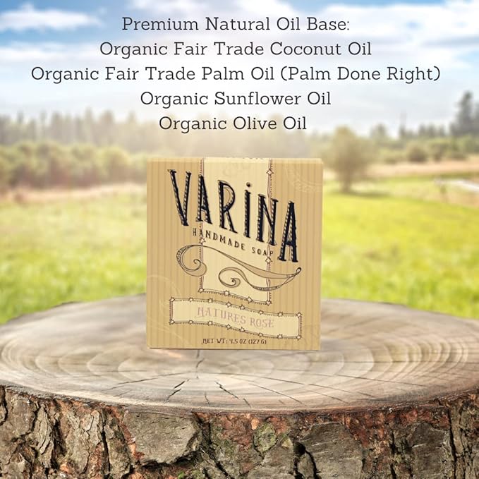 Organic Nature's Rose Bar Soap - Gentle Cleansing for Sensitive Skin, Floral - 3 Pack - Experience Healthy and Glowing Skin