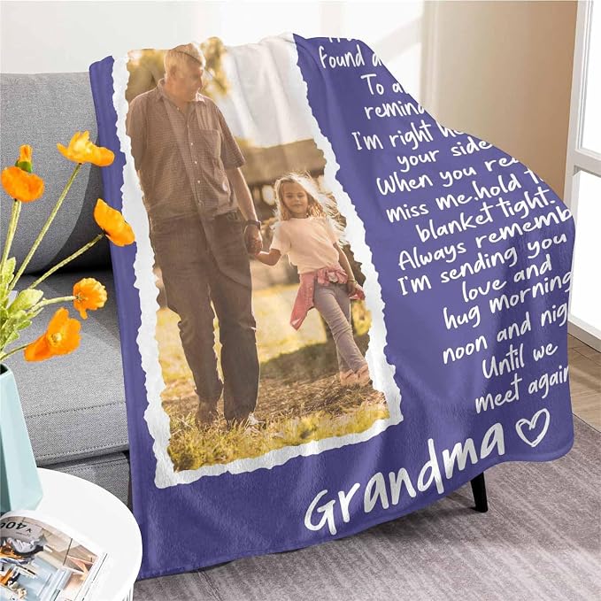 Custom Memorial Blanket with Photo - Sympathy Gift for Loss of Loved One | in Loving Memory Personalized Sympathy Blanket for Loss of Dad Mom Husband Wife Friend Memory of Loved One Gifts