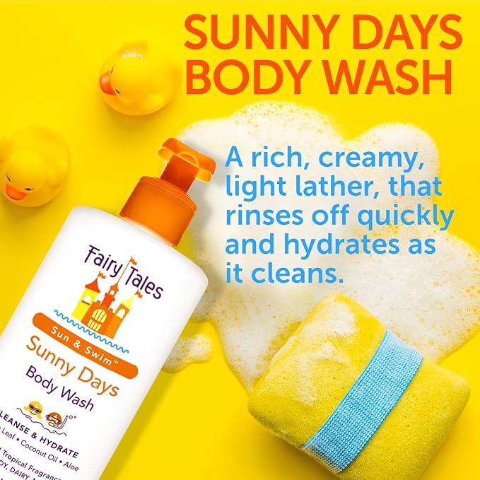Fairy Tales Sunny Days Chlorine Removal Body Wash, For All Age Swimmers | After Swim Chlorine, Salt And Sunscreen Removal | No Harsh Chemicals or Toxins | Easy to use Pump - 16oz (Pack of 2)