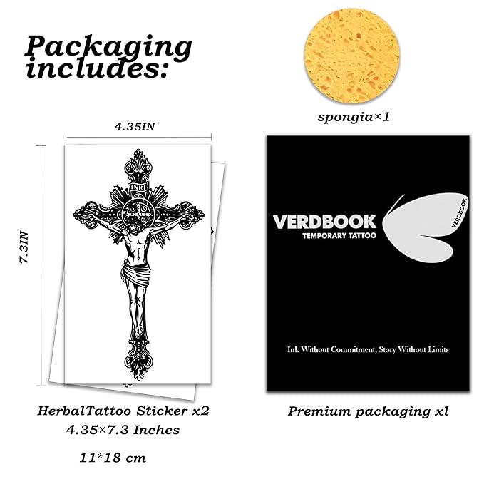 Waterproof Temporary Tattoos: 2-Sheet Tattoo Kit with Realistic Body Stickers, Semi-Permanent Tattoos for Adults Lasting 7-15 Days – Safe for Men & Women, Eternal Grace