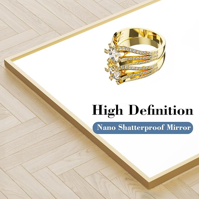 DUMOS 26"x68" Full Length Mirror with Stand, Full Body Floor Mirror | Free Standing or Wall Mount, Nano Glass Aluminum Frame, Hanging or Leaning, Modern Simple Home Decor, Gold