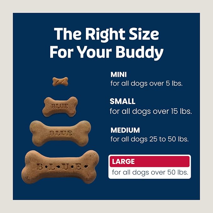Blue Buffalo Bones Beef Large Dog Biscuits, 16 oz, 4 ct | Real Beef First, Classic Bone-Shaped Biscuit, No BHA, Meat & Bone Meal, or Artificial Preservatives