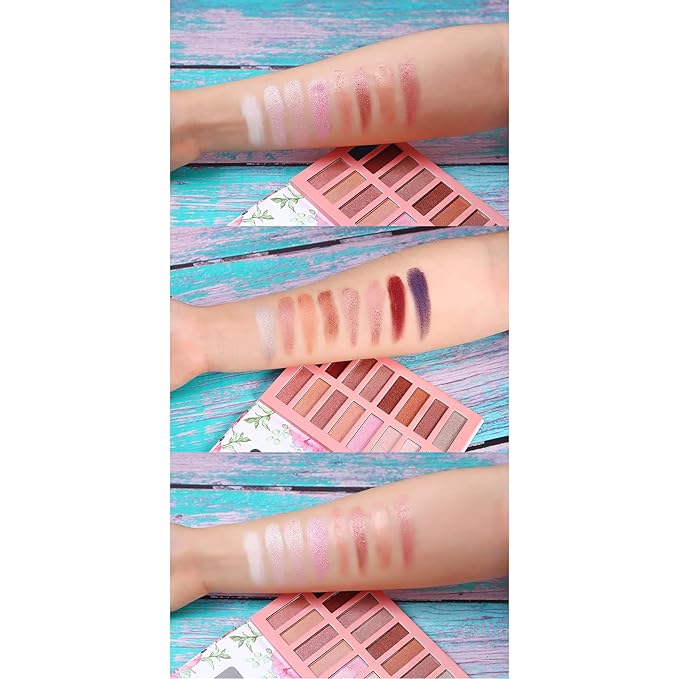 Vegan Organic Eyeshadow Palette - 16 Colors Highly Pigmented Metallic Colorful Long Lasting Nude Shimmer