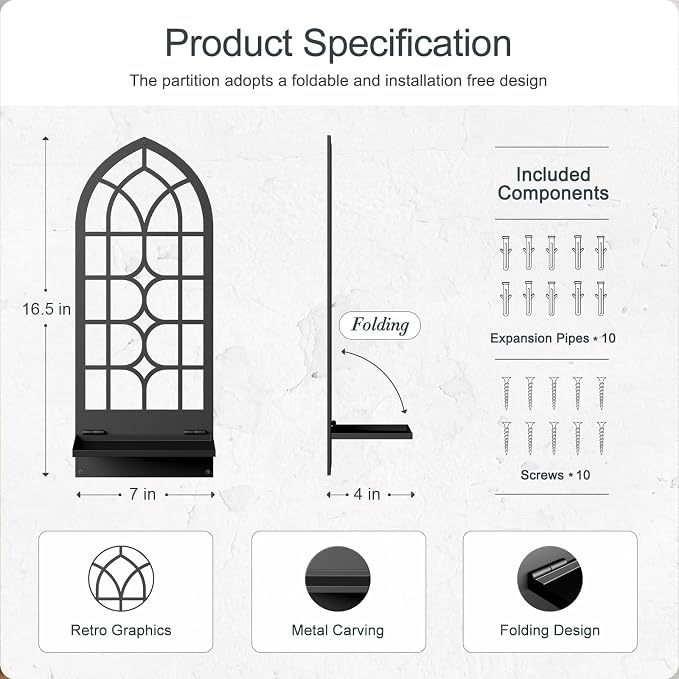 Wall Sconces Candle, Black Metal Wall Art Decor, Retro Line Wall Candle Holder for Living Room, Dining Room, Bedroom, Bathroom (16.5 x 7 in)