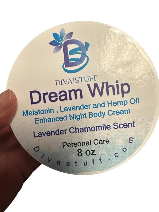 Diva Stuff Dream Whip Magnesium and Hemp Enhanced Night Body Cream for Relaxation and Bedtime Routine, Lavender Chamomile – 8 oz (Made in the USA)