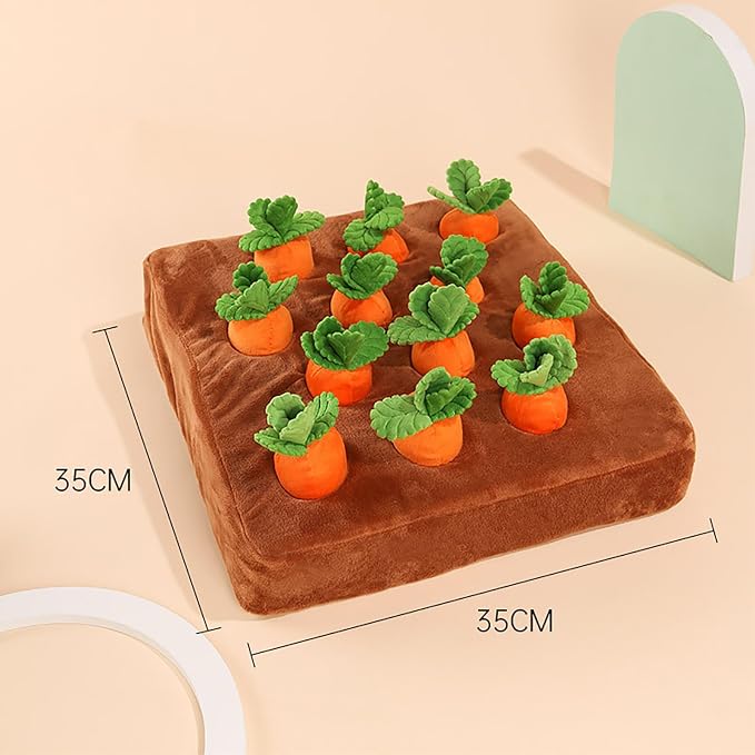 Carrot Dog Toy - Interactive Foraging Puzzle, Treat Hiding Plush Mat, Mental Stimulation Slow Feeder Enrichment Toy for Small Medium Dogs & Cats, Machine Washable